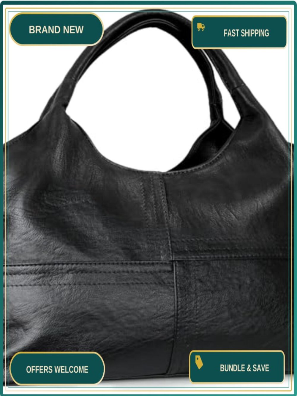 Vegan Leather Hobo Satchel Tote with Detachable Strap